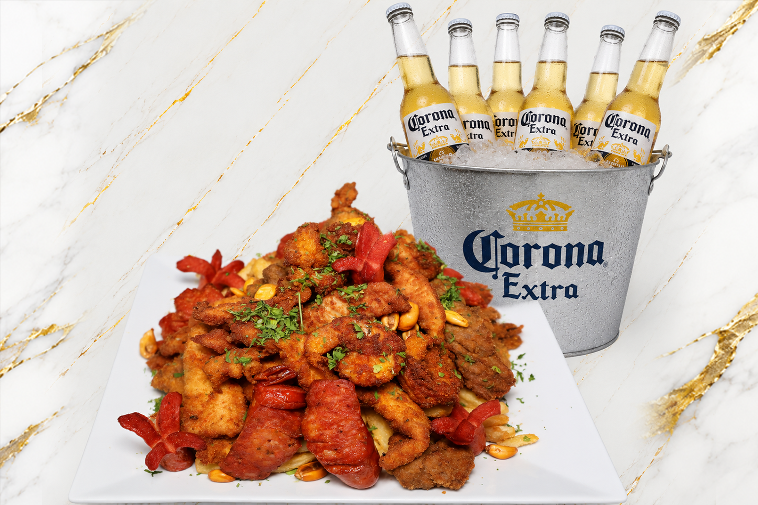 Picada Azogueñita pequeña con cubetazo de Corona
